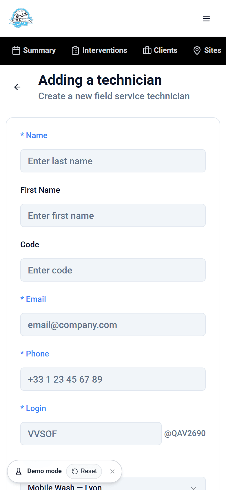 Forms on a phone