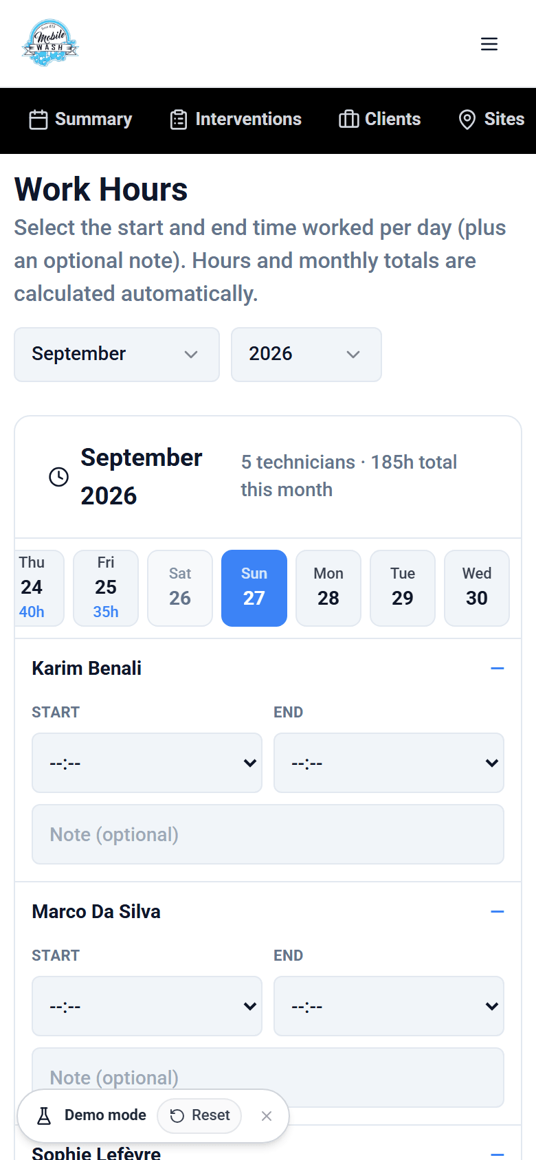 Work hours on a phone