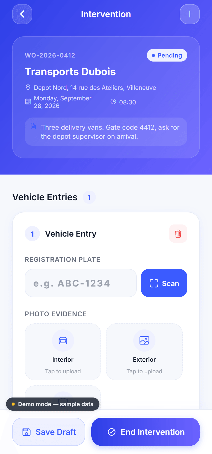Evidence per vehicle
